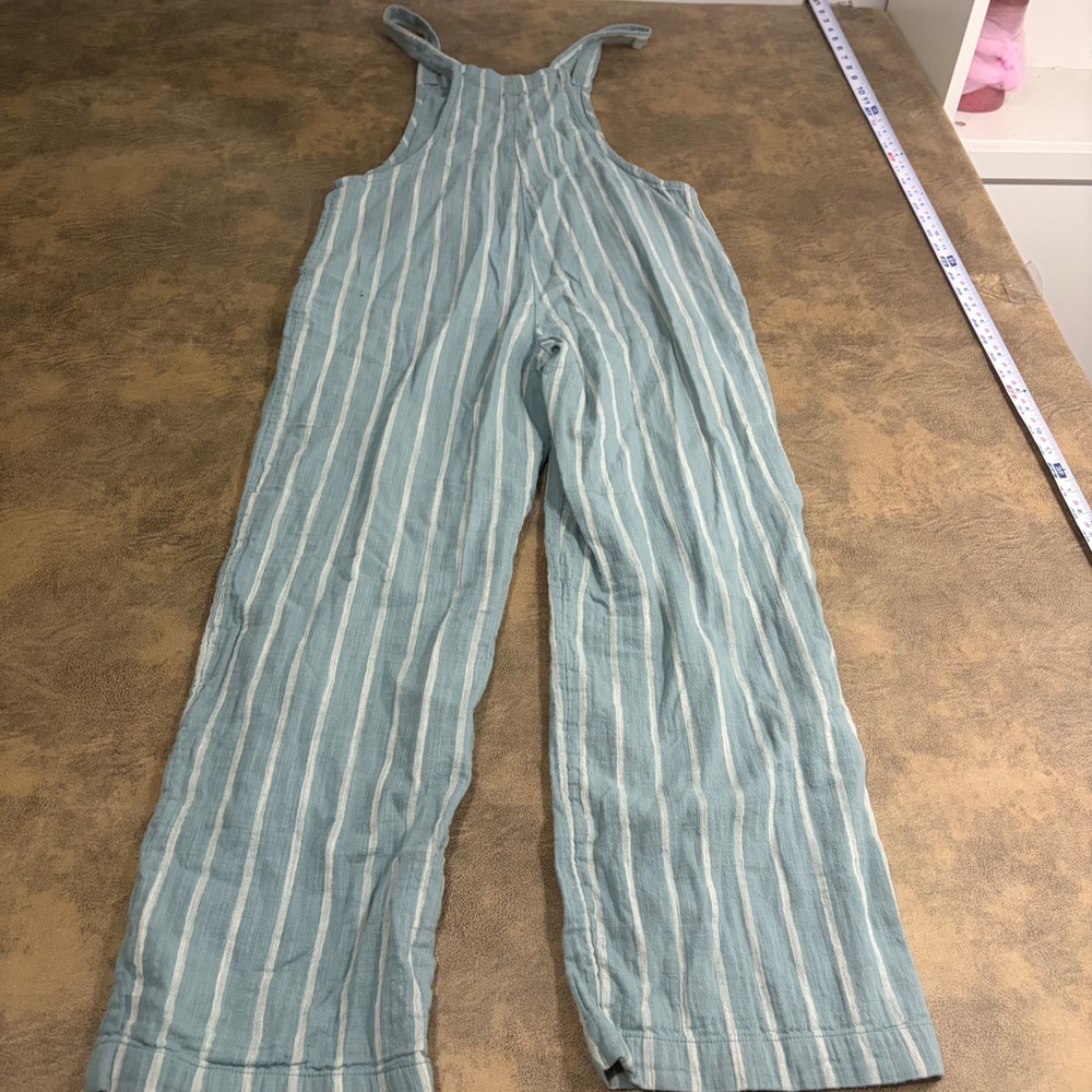 Billabong Overalls Women Small Blue White Striped Cotton ABJW00686 Beach Casual